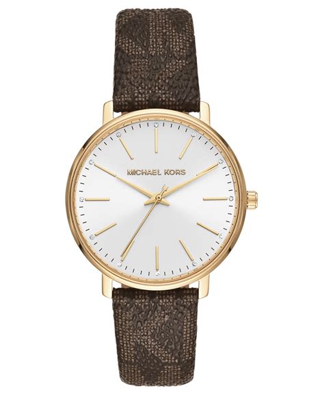 Michael Kors Women's Pyper Brown Logo Strap 